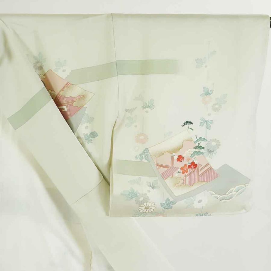 訪問着 身丈159cm 裄64cm レディース 袷 花柄 裄Mサイズ 秋冬春用 正絹