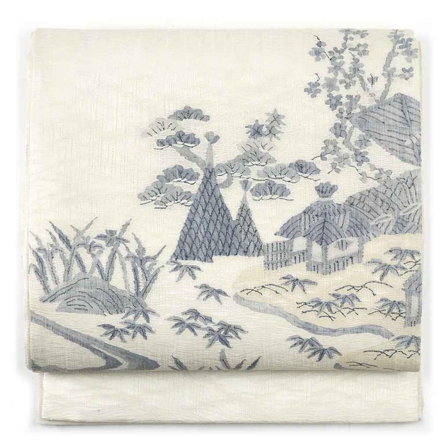 袋帯 幅31cm 長さ445cm レディース 風景画 秋冬春用 正絹（シルク 