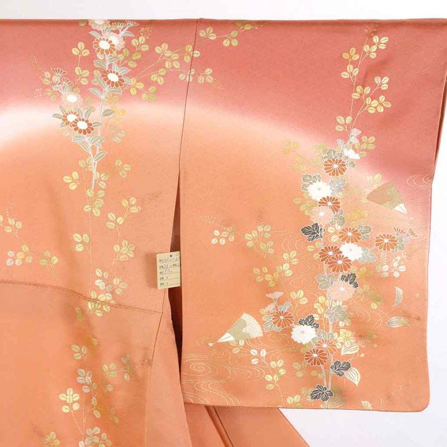 訪問着 身丈162cm 裄67cm レディース 袷 花柄 裄長 裄Lサイズ 秋冬春用