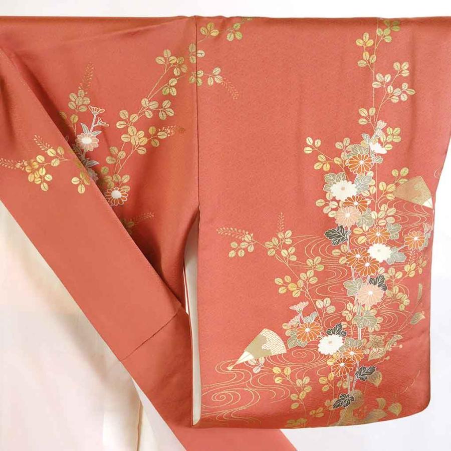 訪問着 身丈162cm 裄67cm レディース 袷 花柄 裄長 裄Lサイズ 秋冬春用