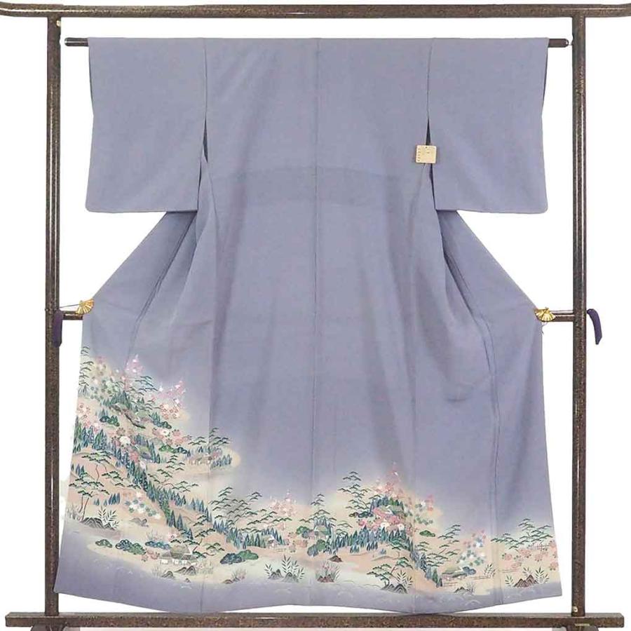 色留袖 身丈157cm 裄61cm レディース 袷 風景画 裄Sサイズ 秋冬春用  