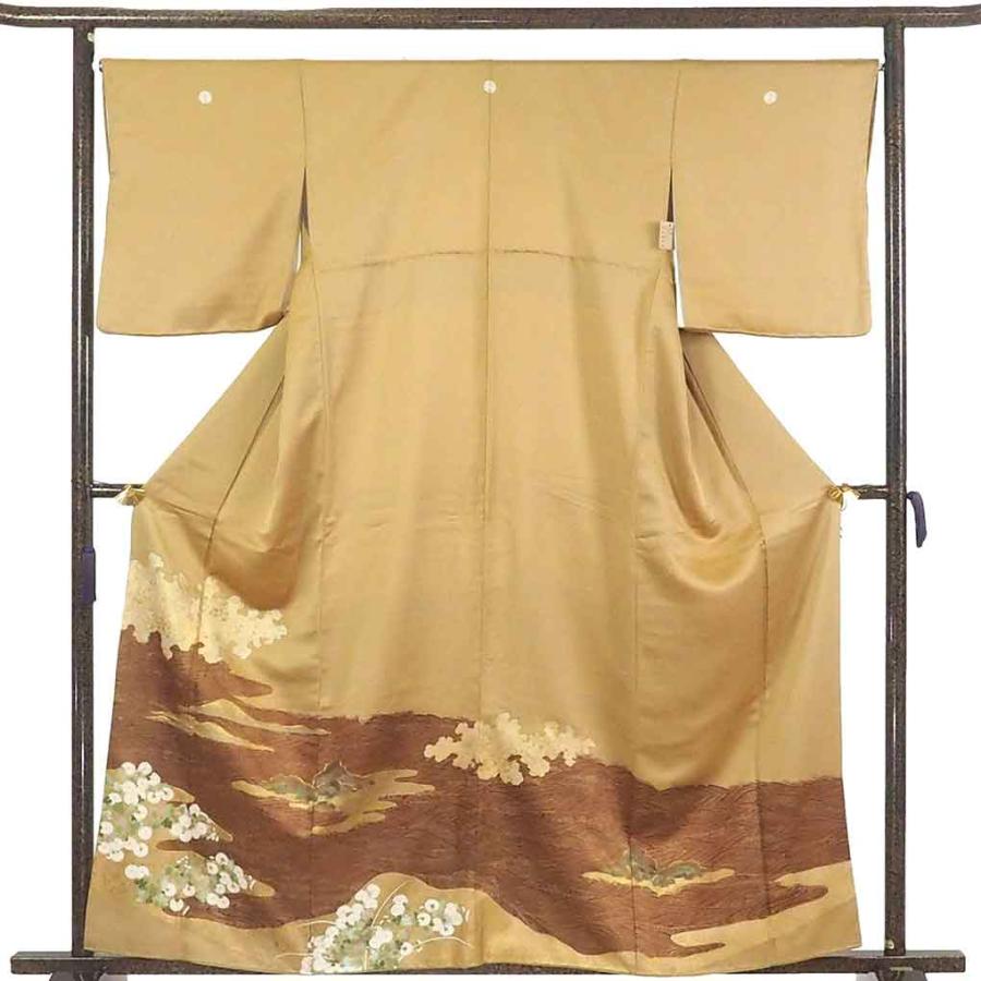 色留袖 身丈160cm 裄67cm レディース 袷 流水 裄長 裄Lサイズ 秋冬春用 