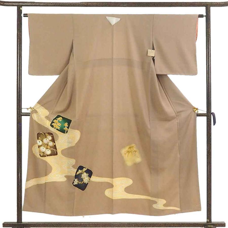 色留袖】美品 未使用 一つ紋 落款あり 身丈153cm 卒業式・入学式 色 