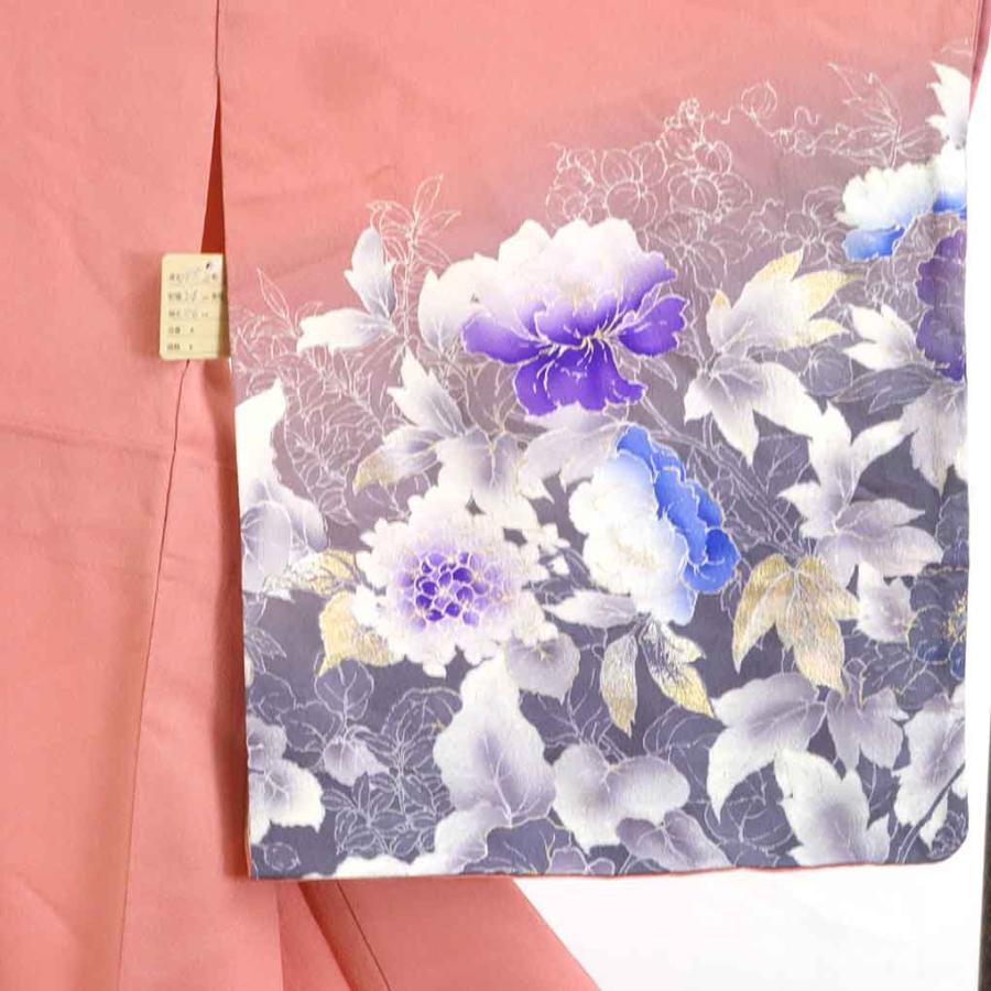 訪問着 リサイクル着物 身丈165cm 裄67cm レディース 袷 花柄 裄長 裄L 