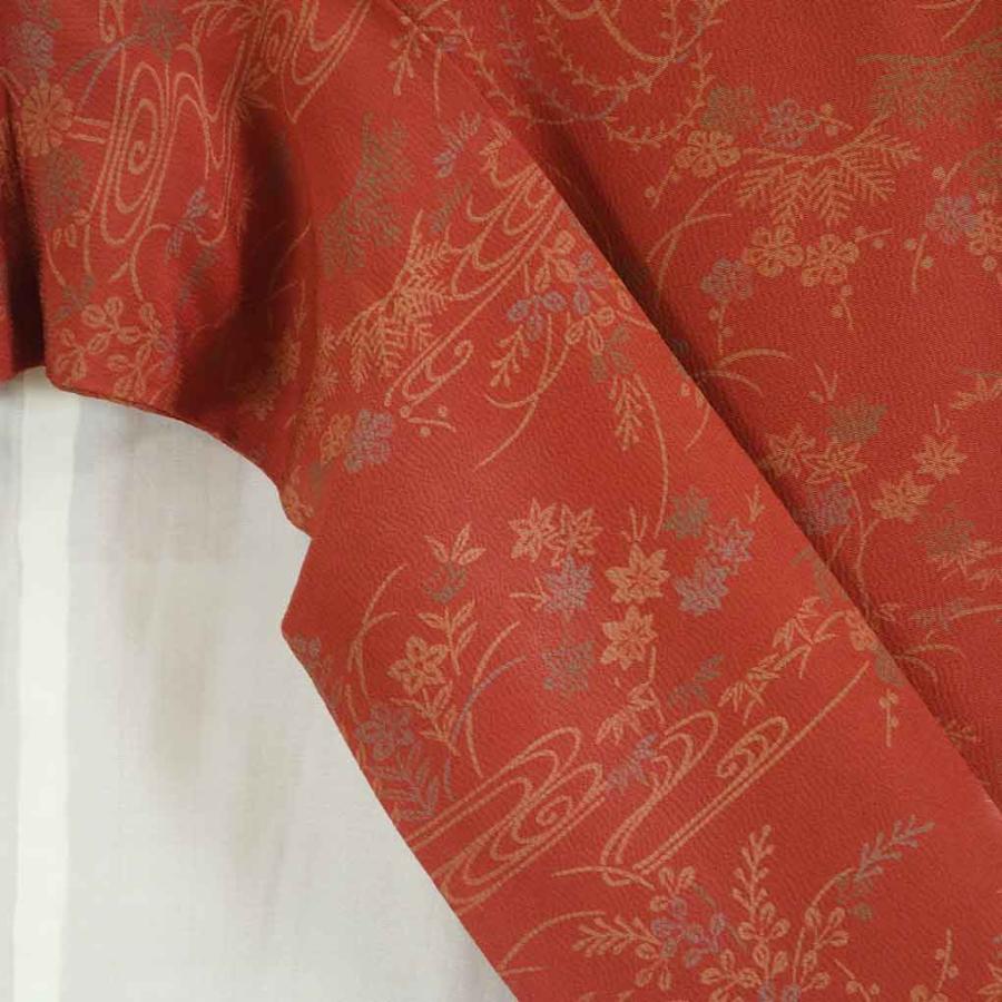 正絹 橙地 結び線 総柄 未使用
