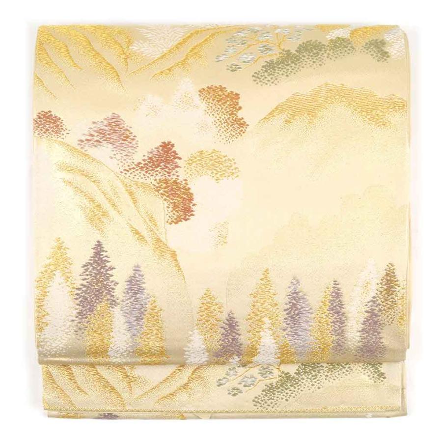 袋帯 幅30cm 長さ427cm 風景画 秋冬春用 正絹（シルク）ゴールド