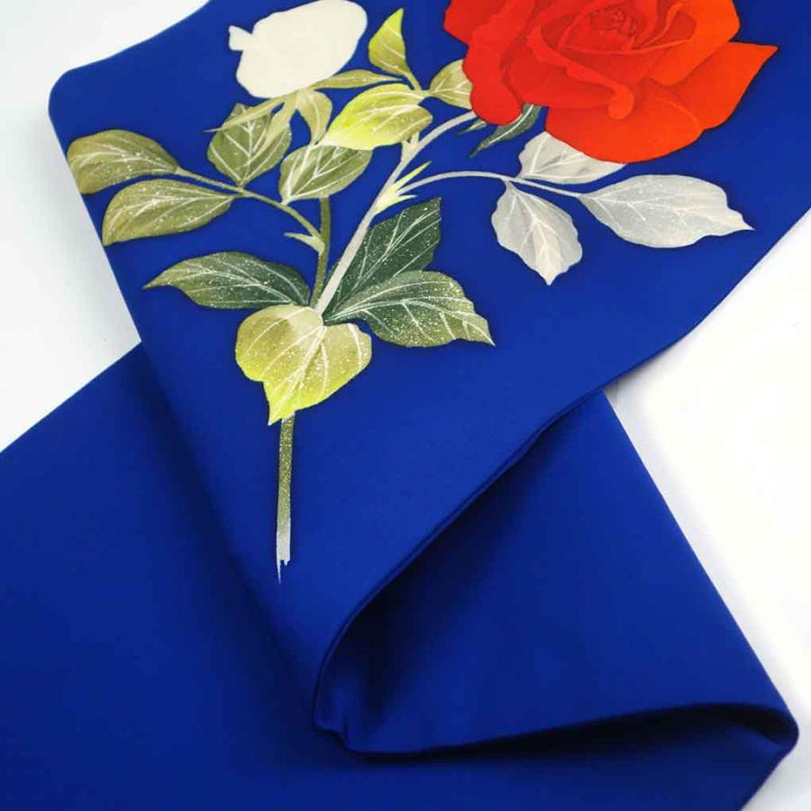 名古屋帯 幅30.5cm 長さ361cm レディース 薔薇柄 秋冬春用 正絹 