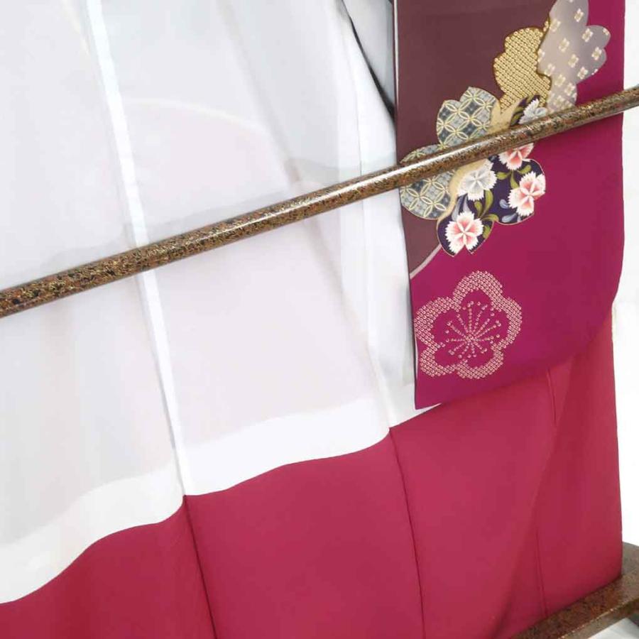 振袖 身丈170cm 裄67cm レディース 袷 花柄 裄長 裄Lサイズ 秋冬春用 正絹（シルク）赤紫色 中古 リサイクル トールサイズ 美品_5