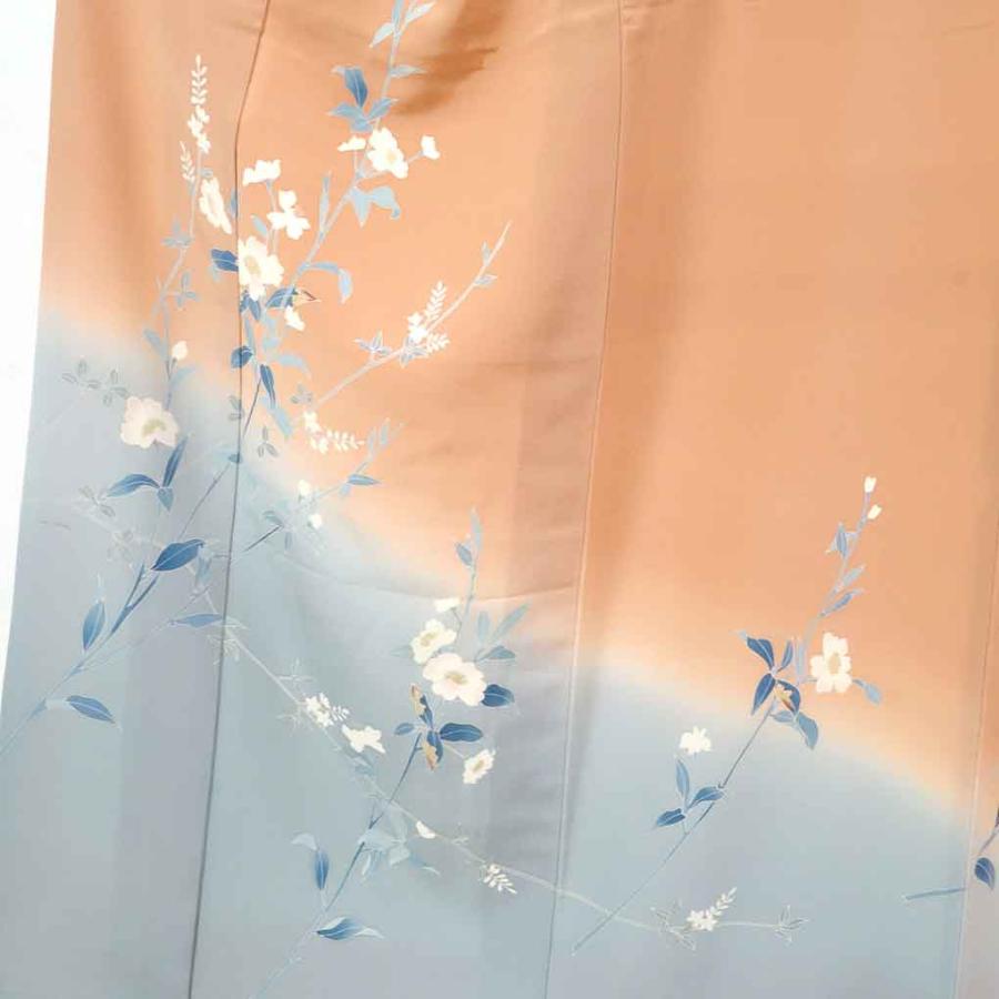 訪問着 身丈158cm 裄66cm レディース 袷 花柄 裄長 裄M-Lサイズ 秋冬春 