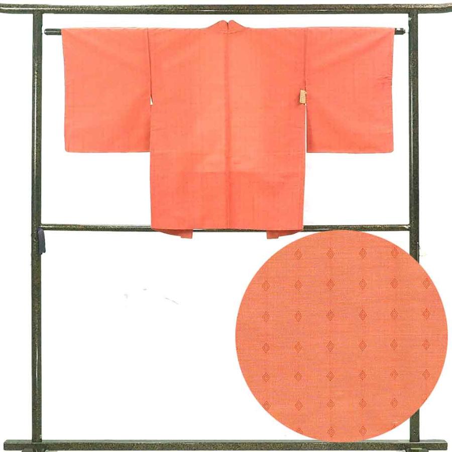羽織　橙色  正絹 Prices down3）(中古品)羽織 「オレンジ暈し 格子」 正絹 羽織り