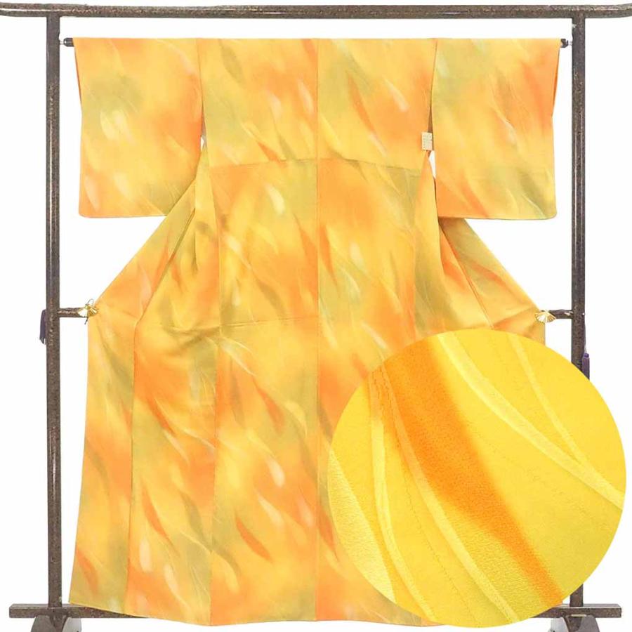 ハ*キ様 美品　袷　シルクタッチ　高級化繊　小紋　フルセット　身丈164 裄丈6 小紋 身丈164cm 裄65cm レディース 袷 ぼかし 裄Mサイズ 秋冬春