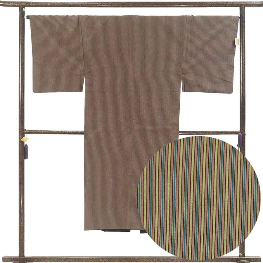 男物着物 身丈137cm 裄68cm メンズ 袷 縞 裄長 裄Lサイズ 秋冬春用