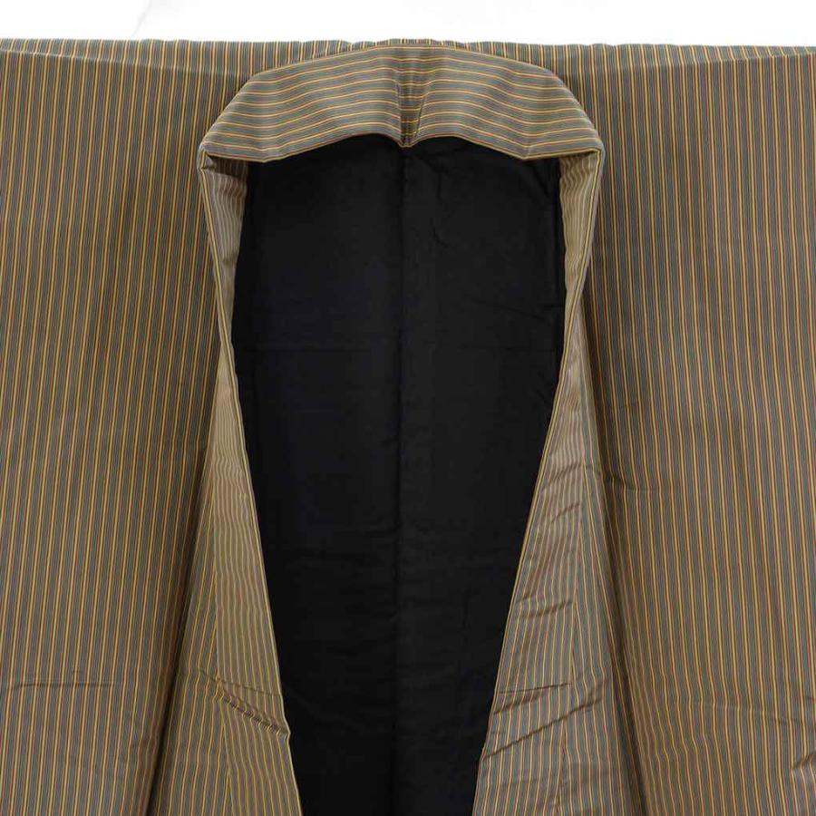 【美品】 男着物 身丈137cm 裄丈67.5cm 麻 逸品 【中古】 男物着物 身丈137cm 裄68cm メンズ 袷 縞 裄長 裄Lサイズ 秋冬春用