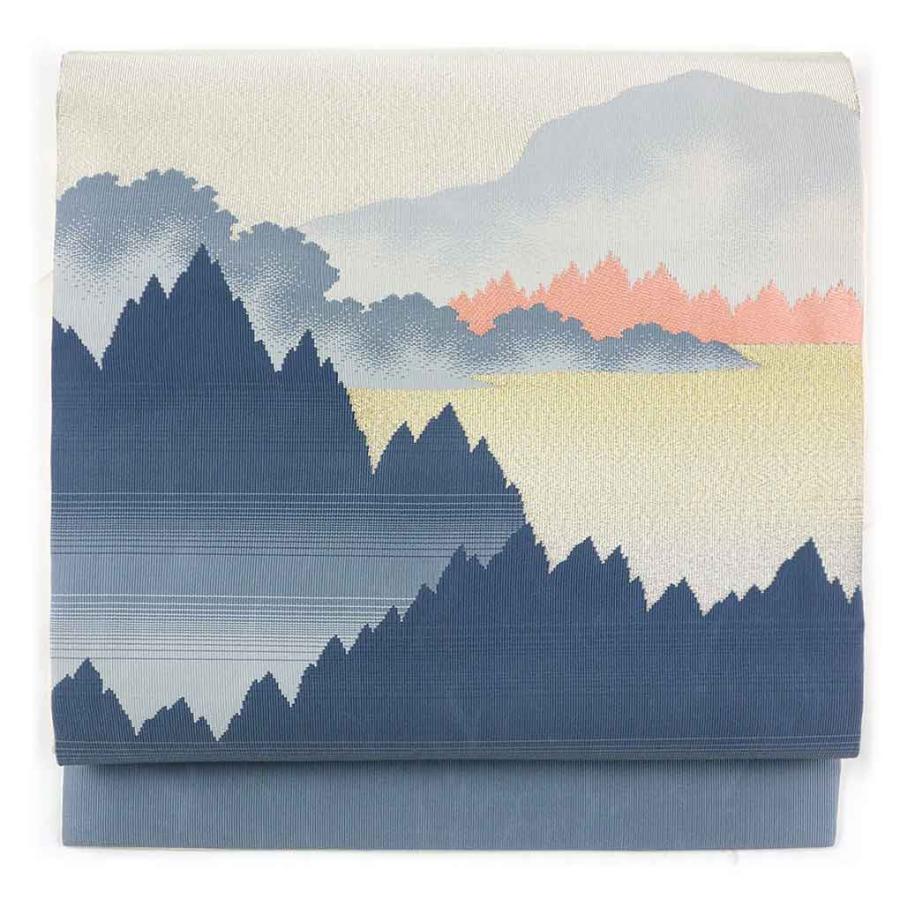 高級　正絹　洒落帯　名古屋帯　アンティーク　山脈　風景画　中国　365 名古屋帯 幅30cm 長さ354cm レディース 風景画 秋冬春用 正絹（シルク