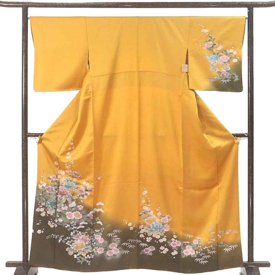 訪問着 身丈164cm 裄67cm レディース 袷 花柄 裄長 裄Lサイズ 秋冬春用