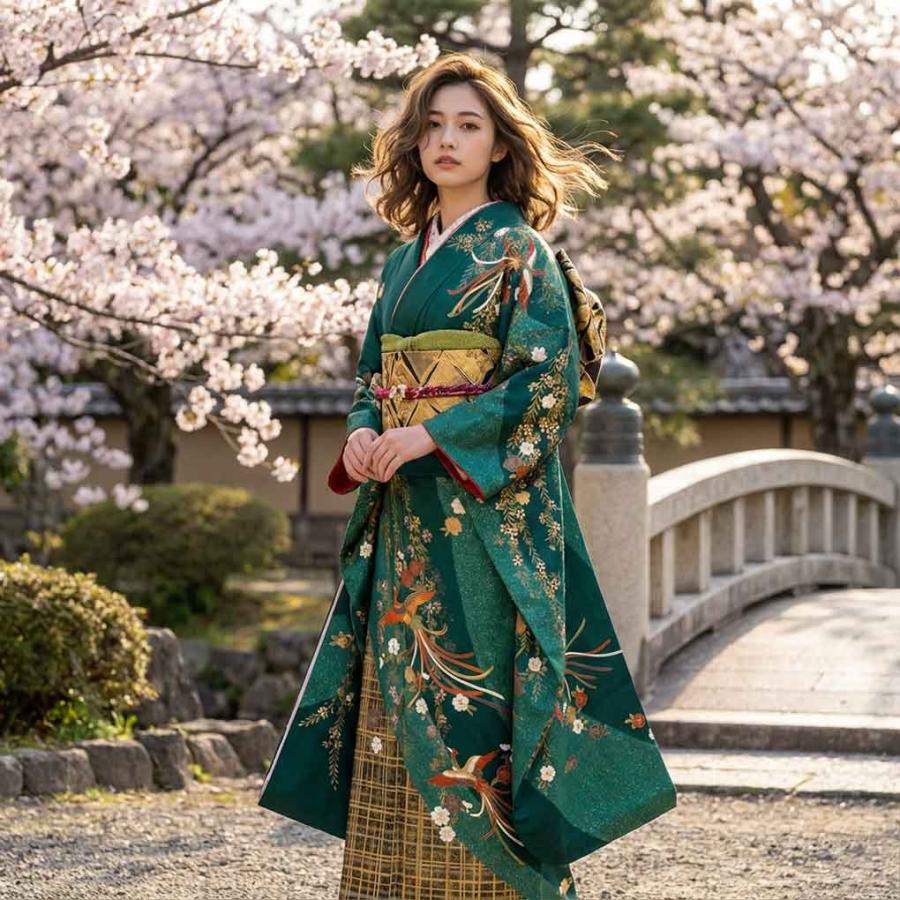 振袖と長襦袢セット 身丈171cm 裄69cm レディース 袷 鳳凰 裄長 裄L-LL 