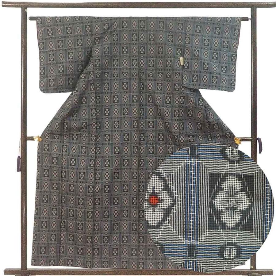 紬 身丈159cm 裄62cm レディース 袷 連続模様 裄Sサイズ 秋冬春用 正絹