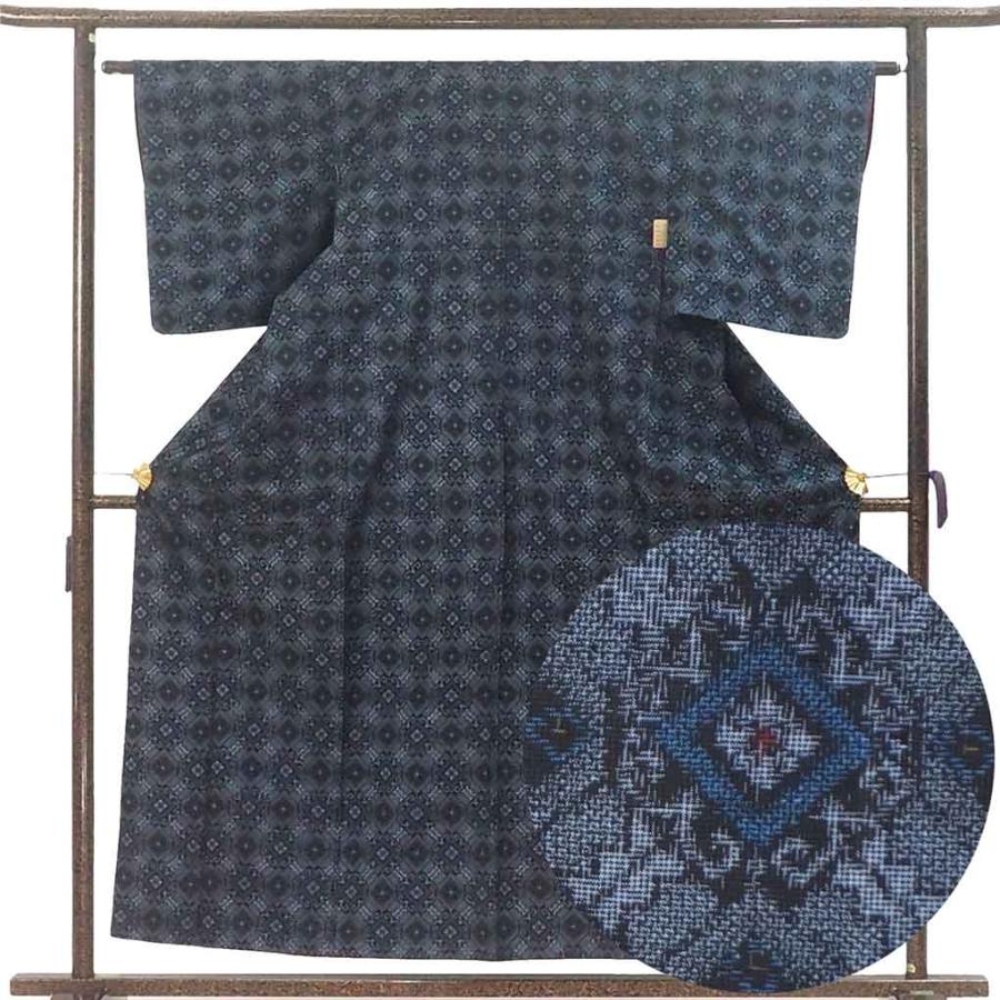 紬 身丈156cm 裄62cm レディース 袷 連続模様 裄Sサイズ 秋冬春用 正絹