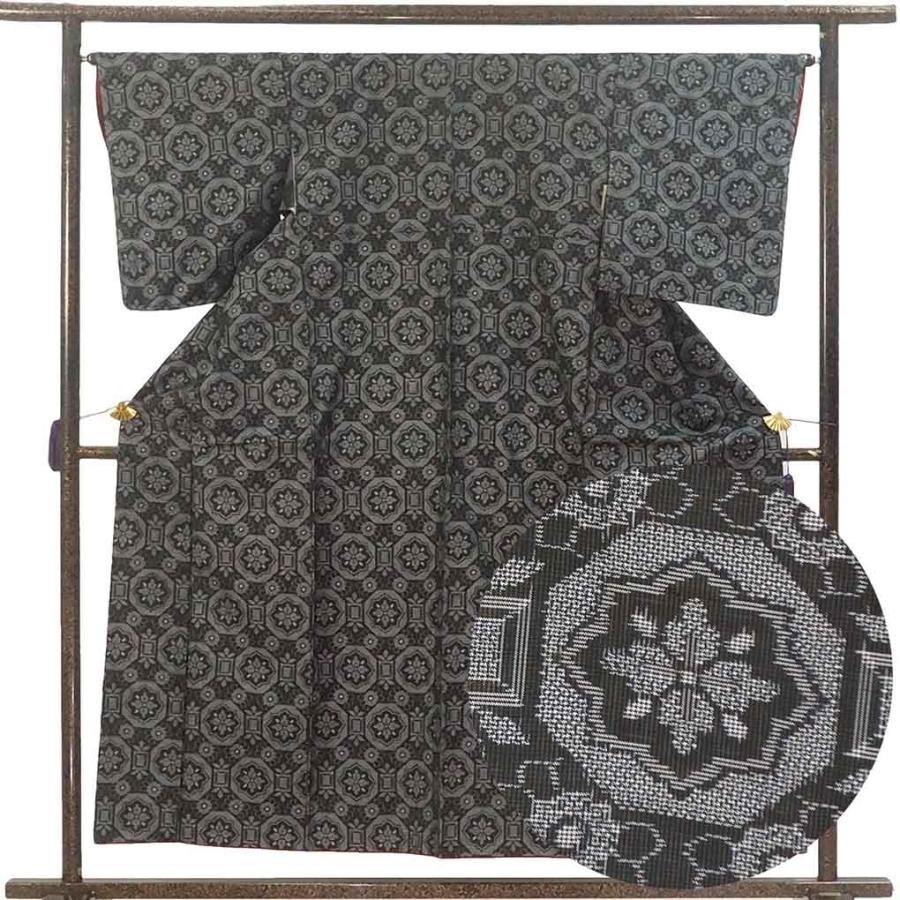 紬 身丈156cm 裄65cm レディース 袷 蜀江 裄Mサイズ 秋冬春用 正絹