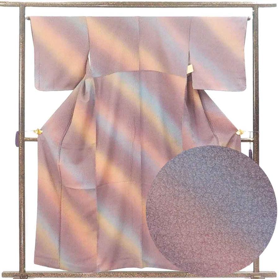 小紋 身丈158cm 裄65cm レディース 袷 ぼかし 裄Mサイズ 秋冬春用 正絹