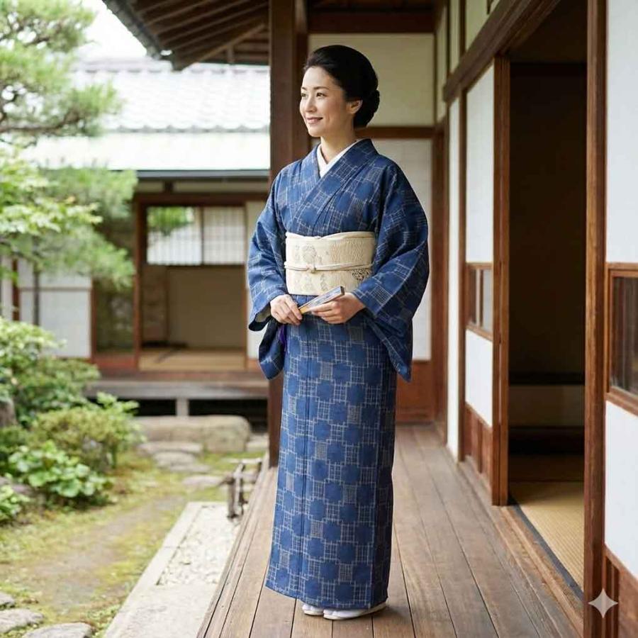紬 身丈164cm 裄66cm レディース 袷 絣模様 裄長 裄M-Lサイズ 秋冬春用 