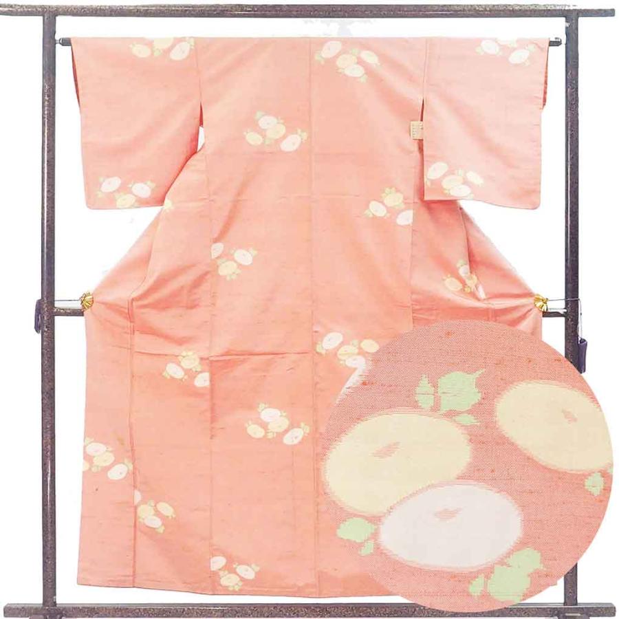紬 身丈158cm 裄63cm レディース 袷 万寿菊 裄Mサイズ 秋冬春用 正絹
