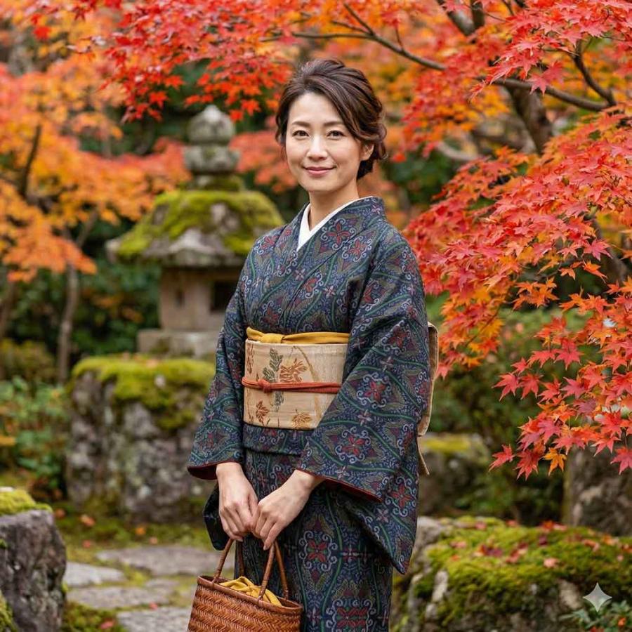 紬アンサンブル 羽織丈75cm 身丈151cm 裄62.5cm レディース 袷 立涌 裄