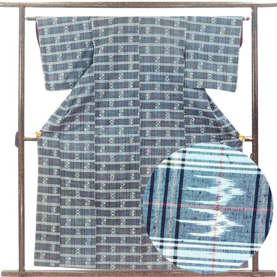 紬 身丈160cm 裄62cm レディース 袷 格子 裄Sサイズ 秋冬春用 正絹