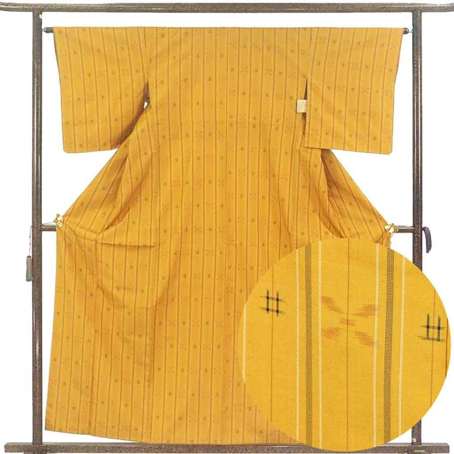 紬 身丈159cm 裄64cm レディース 袷 絣模様 裄Mサイズ 秋冬春用 正絹
