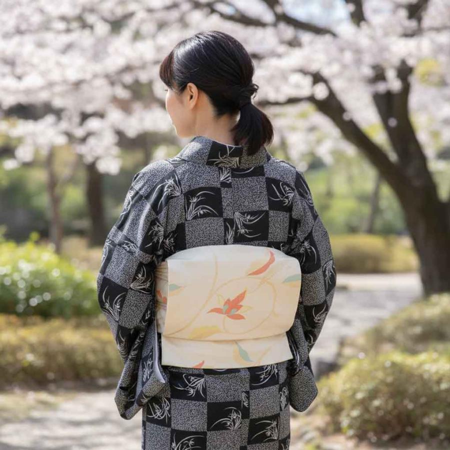 洗える更紗柄小紋フルセット 正絹塩瀬名古屋帯付き 未使用近い 美品 袷 