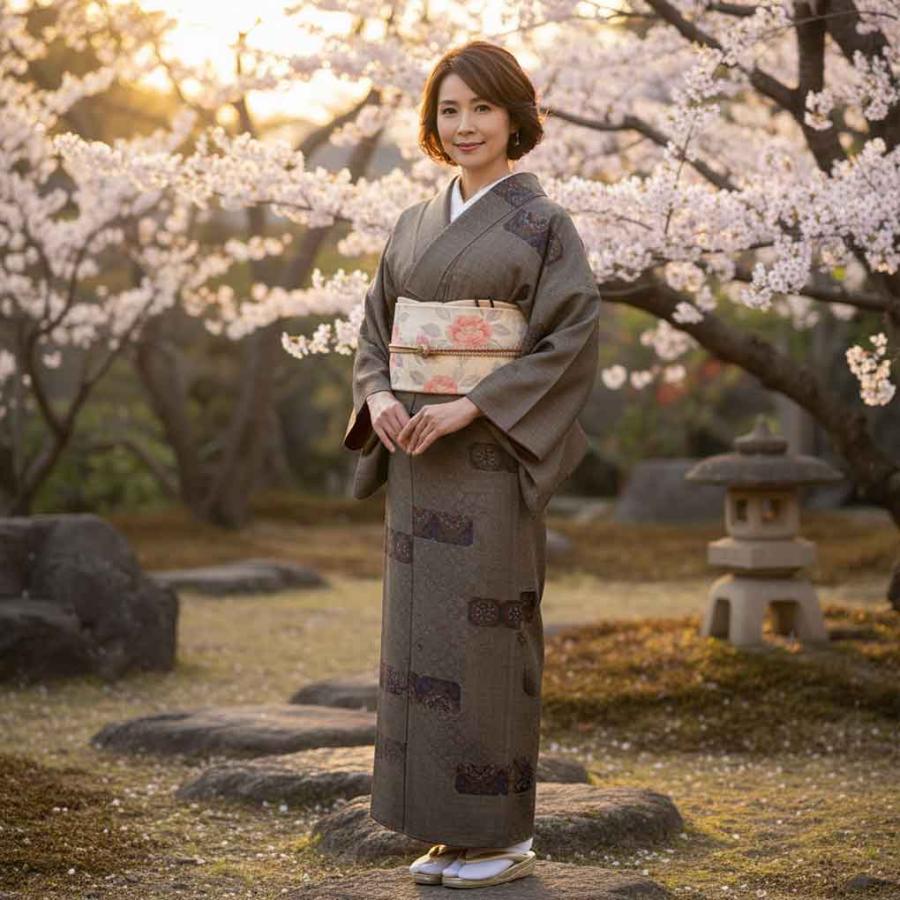 紬 身丈170cm 裄67cm レディース 袷 正倉院文様 裄長 裄Lサイズ 秋冬春