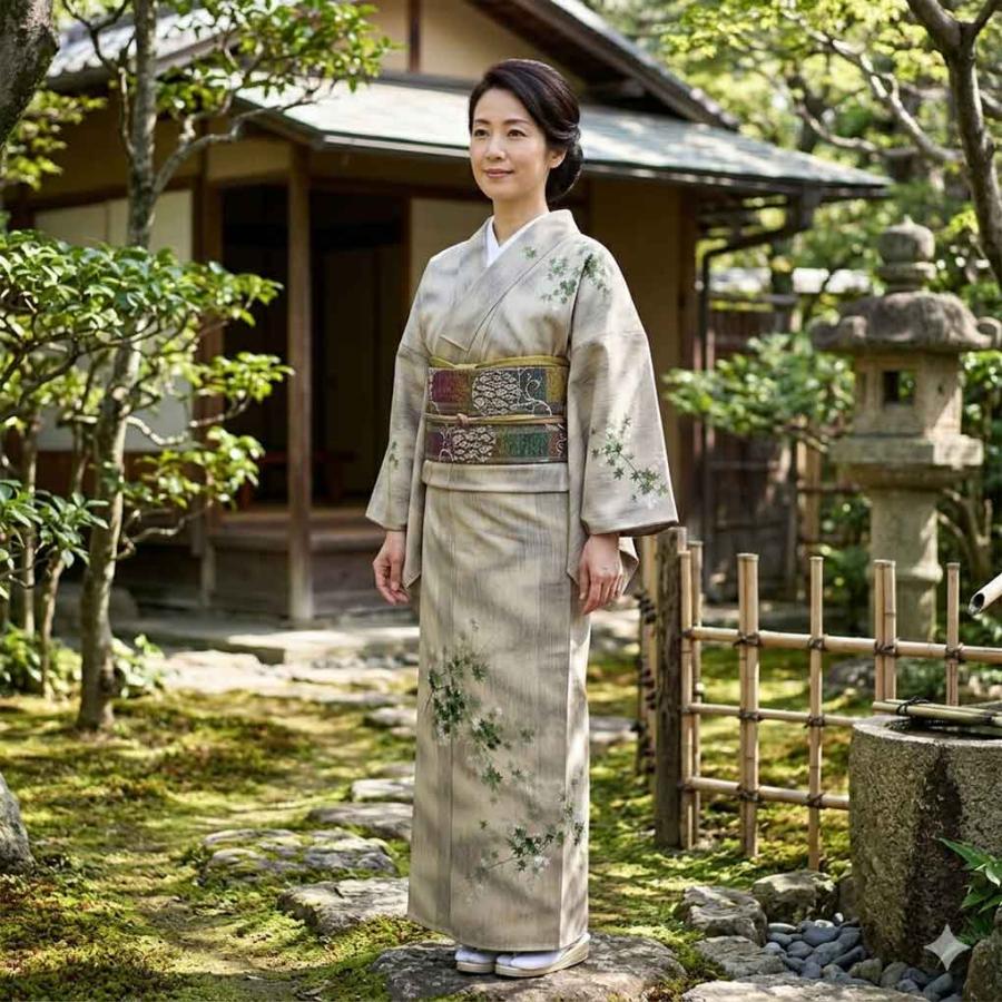 訪問着 身丈159cm 裄63cm レディース 単衣 紅葉 裄Mサイズ 初夏・初秋 