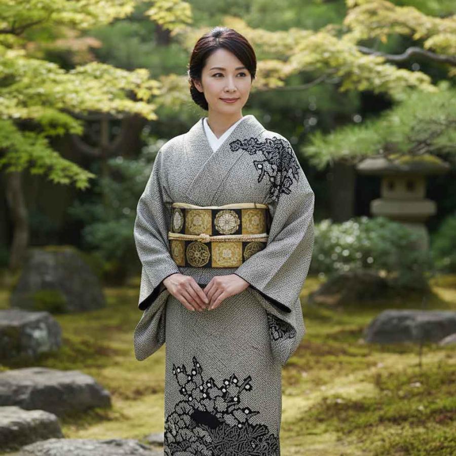 訪問着 身丈160cm 裄65cm レディース 袷 花柄 裄Mサイズ 秋冬春用 正絹 