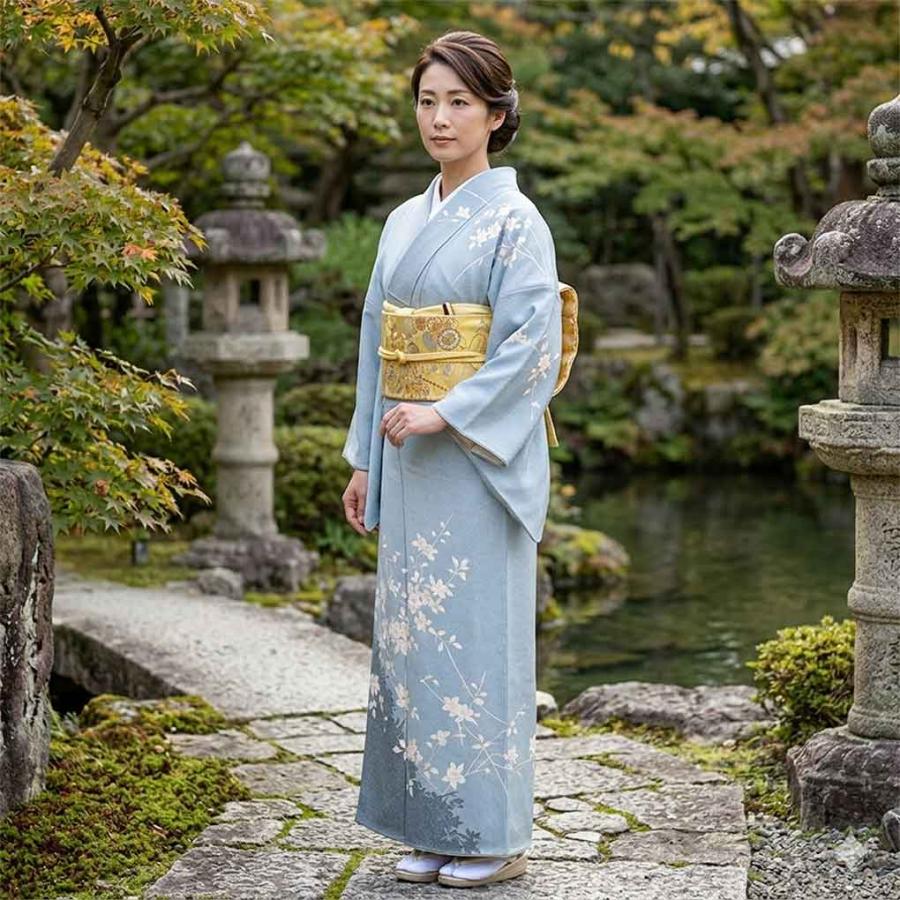訪問着 身丈164cm 裄70cm レディース 袷 花柄 裄長 裄L-LLサイズ 秋冬 