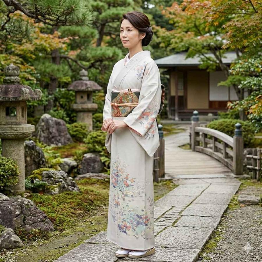 訪問着 身丈171cm 裄69cm レディース 袷 花柄 裄長 裄L-LLサイズ 秋冬 