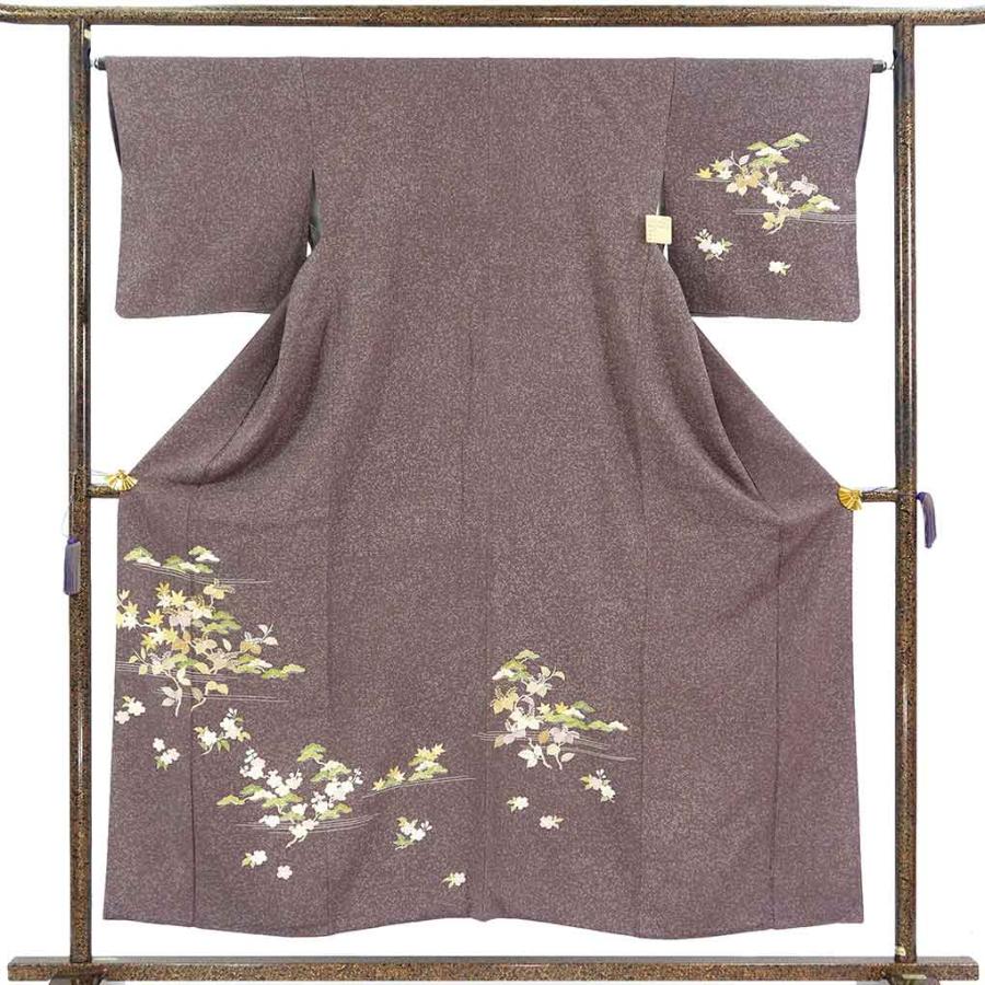 訪問着 身丈155cm 裄66cm レディース 袷 四季の花柄 裄長 裄M-Lサイズ