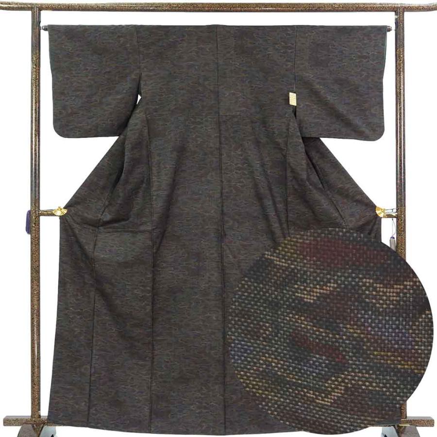 紬 身丈165cm 裄65cm レディース 袷 抽象柄 裄Mサイズ 秋冬春用 正絹 