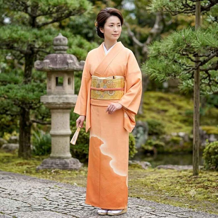 訪問着 身丈151cm 裄66cm レディース 袷 抽象柄 裄長 裄M-Lサイズ 秋冬 