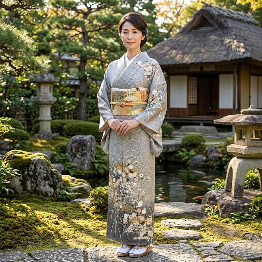 訪問着 身丈163cm 裄66.5cm レディース 袷 たたき染 裄長 裄M-Lサイズ 