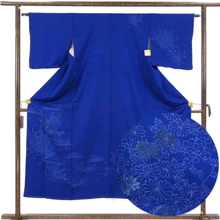 訪問着 身丈149cm 裄63cm レディース 袷 花柄 裄Mサイズ 秋冬春用 正絹 