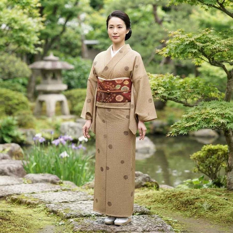 トール裄長 171センチ 色無地一つ紋 未使用しつけ糸付き 美品 小紋