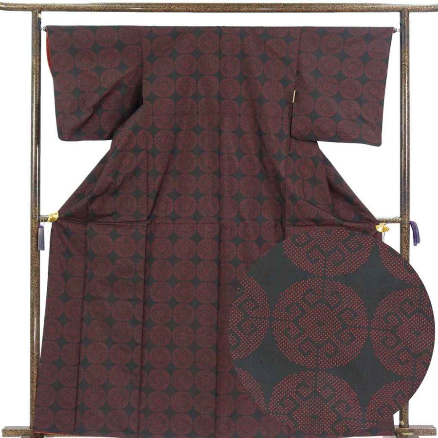 紬 身丈164cm 裄65cm レディース 袷 抽象柄 裄Mサイズ 秋冬春用 正絹