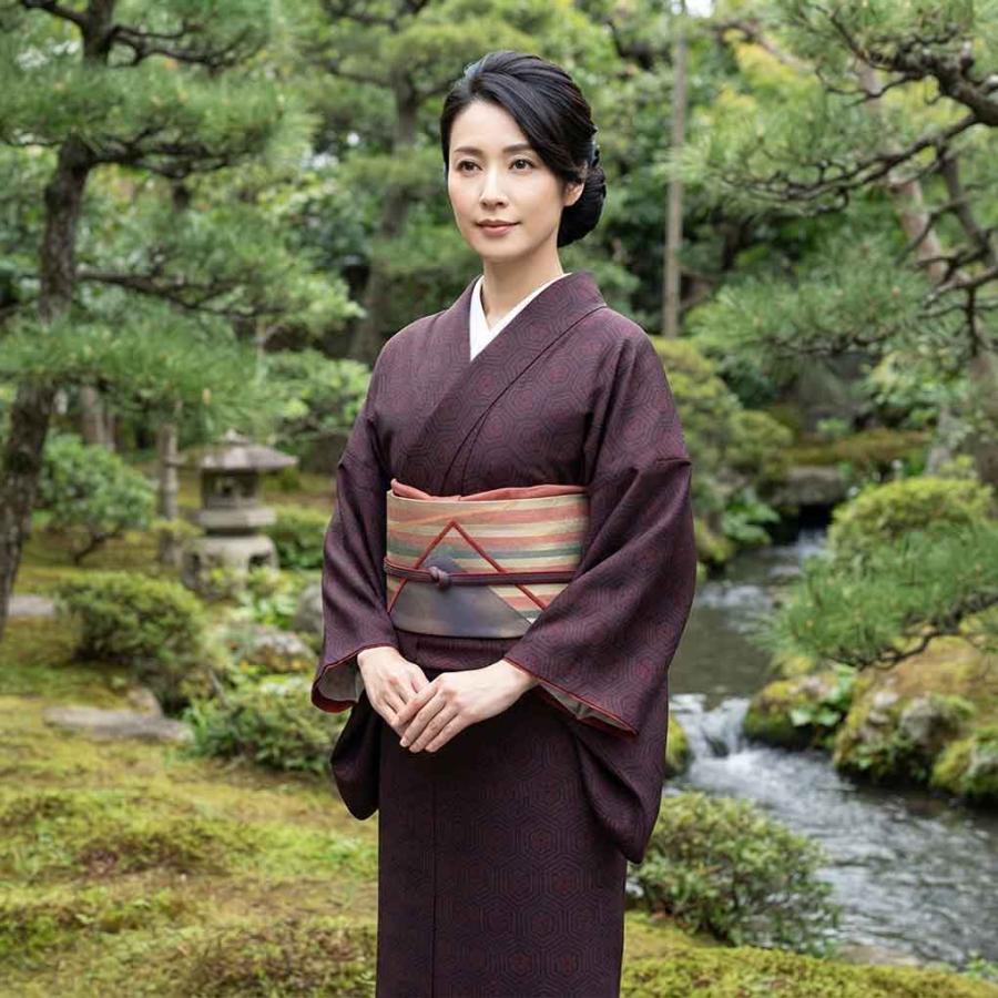紬 身丈164cm 裄65cm レディース 袷 抽象柄 裄Mサイズ 秋冬春用 正絹