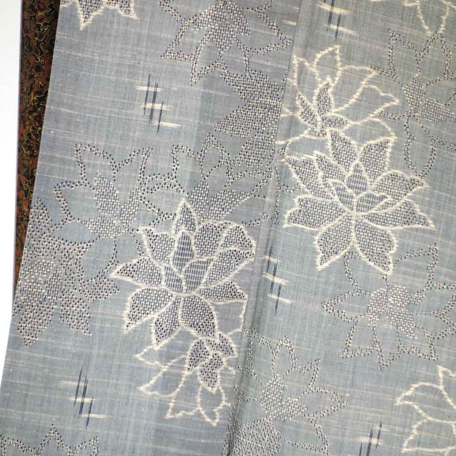 美品　紬　単品　単衣　一部しつけ糸付き　貝殻文様　トールサイズ　裄丈長め 紬 身丈163cm 裄67cm レディース 単衣 花柄 裄長 裄Lサイズ 初夏・初秋