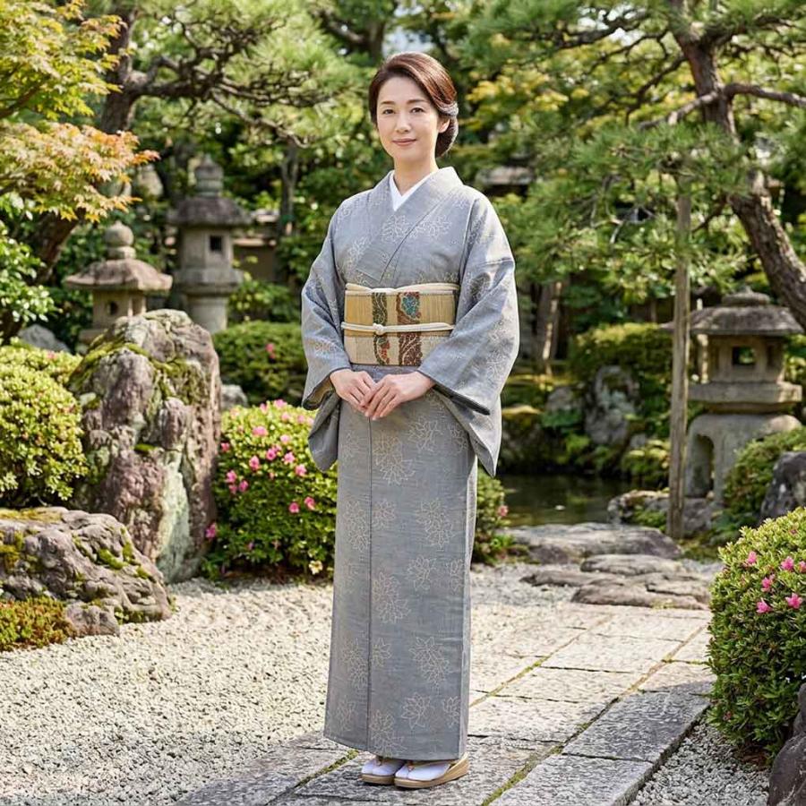 紬 身丈163cm 裄67cm レディース 単衣 花柄 裄長 裄Lサイズ 初夏・初秋