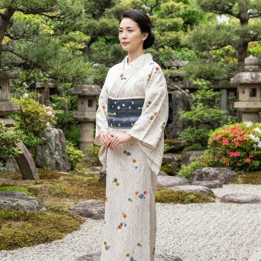 小紋 身丈151cm 裄65cm レディース 袷 絞り 裄Mサイズ 秋冬春用 正絹