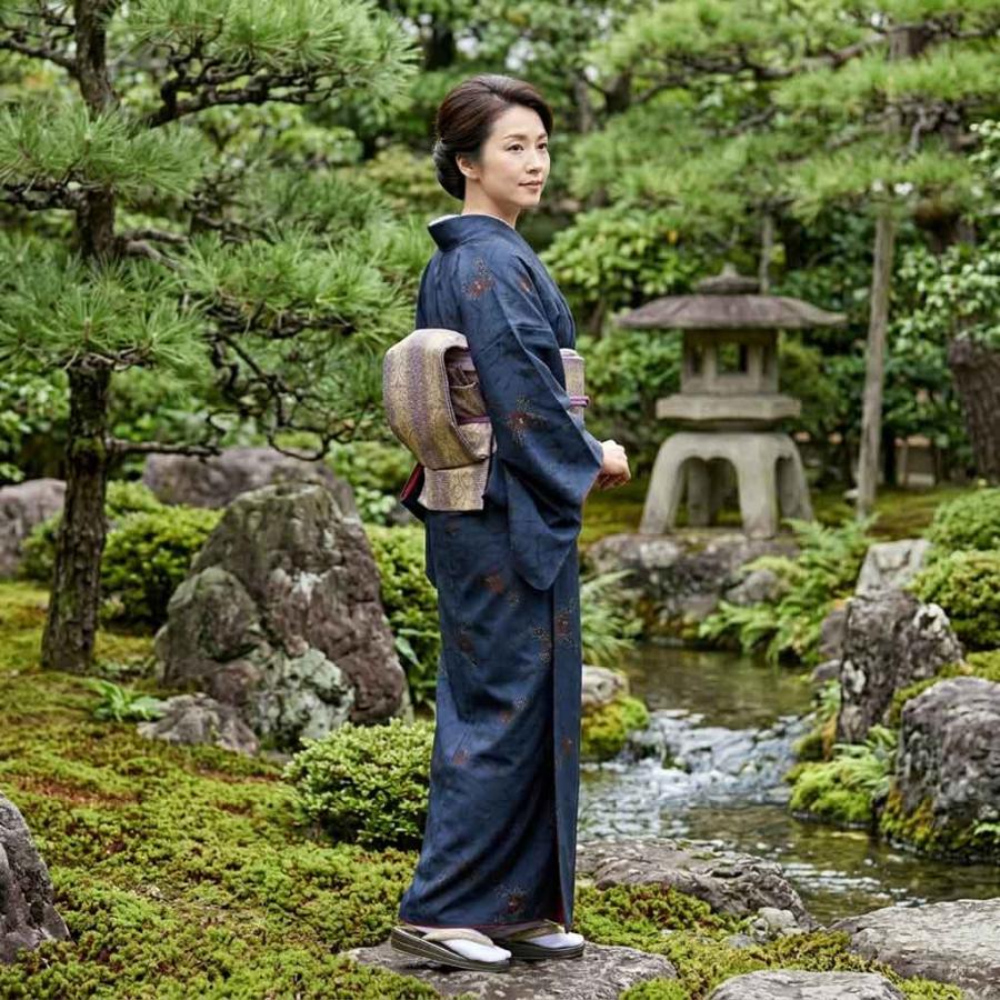紬 身丈171cm 裄67cm レディース 袷 花柄 裄長 裄Lサイズ 秋冬春用