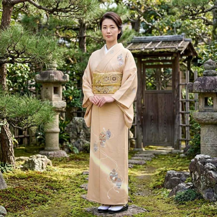 訪問着 身丈161cm 裄64cm レディース 袷 壺柄 裄Mサイズ 秋冬春用 正絹