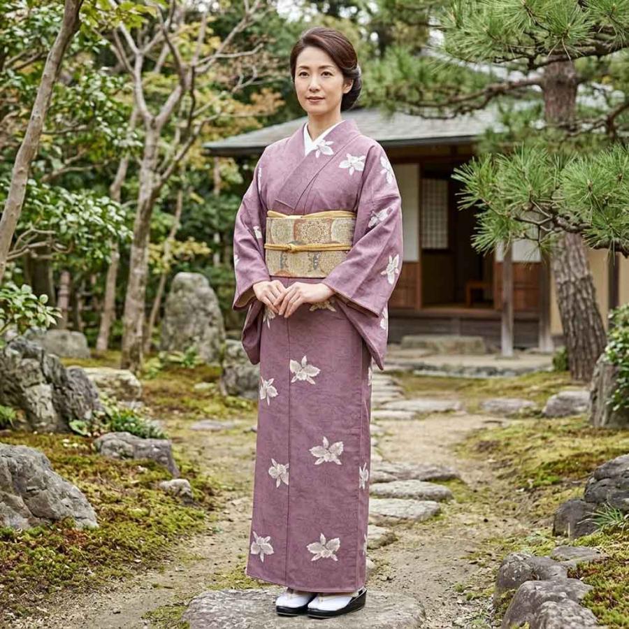 紬 身丈151cm 裄62cm レディース 袷 花柄 裄Sサイズ 秋冬春用 正絹