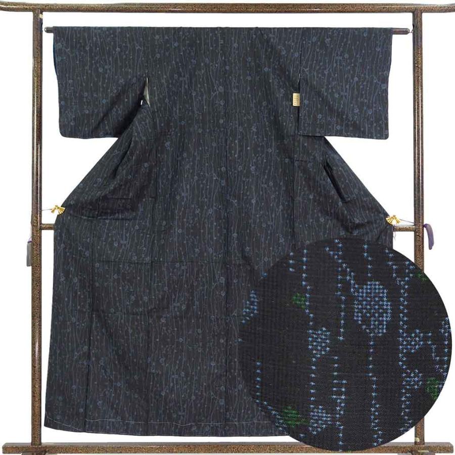 紬 身丈158cm 裄63cm レディース 袷 連続模様 裄Mサイズ 秋冬春用 正絹
